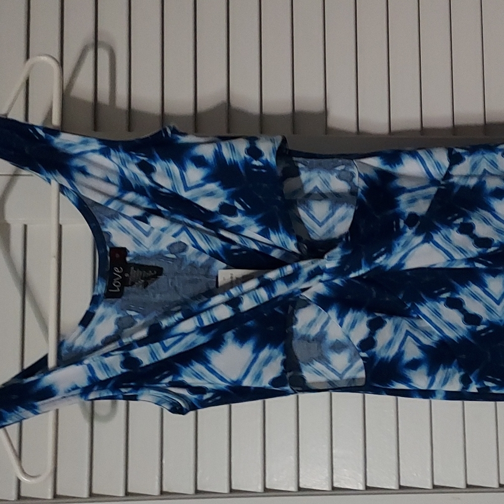 Blue and white Size small maxi with slits